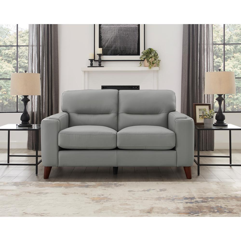Hydeline Elm Silver Gray 100 Leather Loveseat 20 Gry The Silver Gray 100 Leather Loveseat Elm