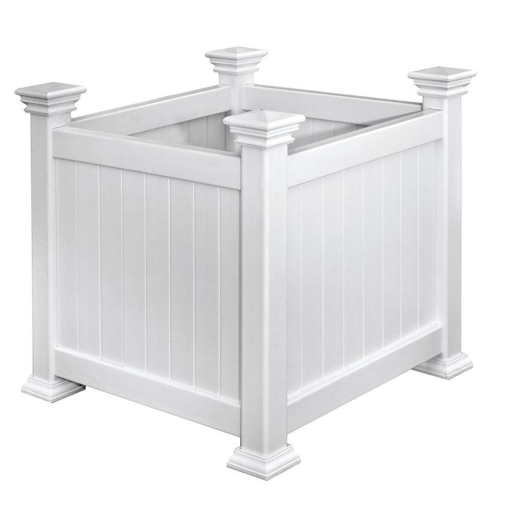 Eden Arbors Cardiff 16 In Square White Vinyl Planter Box Va68212 Square White Vinyl Planter Box