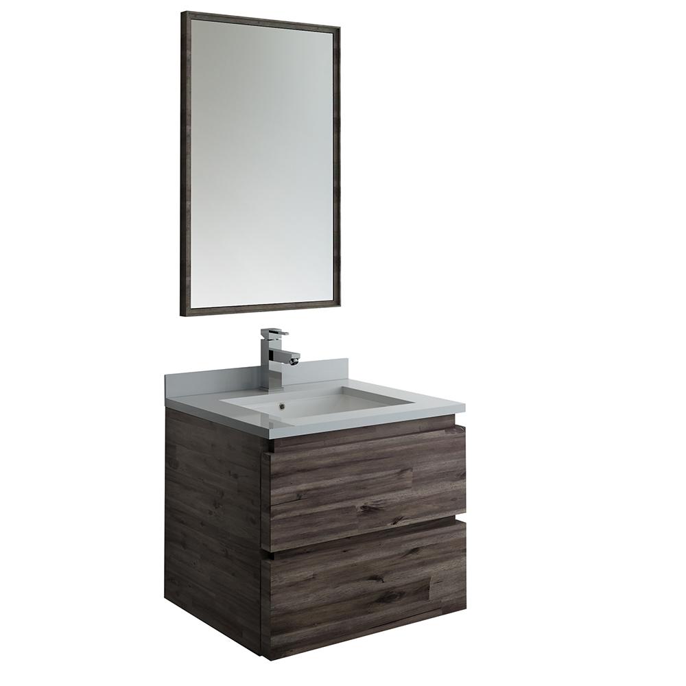 Fresca Formosa 24 In Modern Wall Hung Vanity Warm Gray With Quartz Stone Top White Basin And Mirror Fresca Formosa 24 In Modern Wall Hung Vanity Warm Gray With Quartz Stone Top White Basin And Mirror