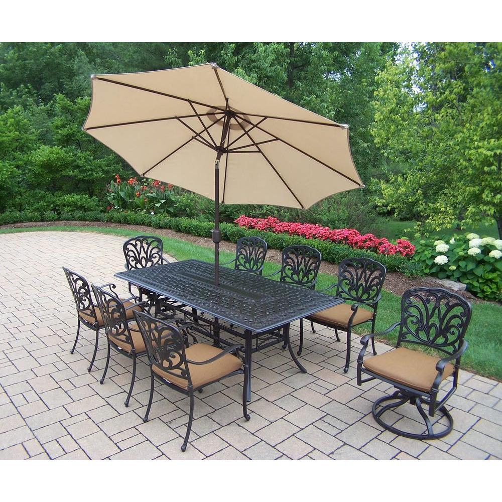 Oakland Living Cast Aluminum 11 Piece Rectangular Patio Dining Set