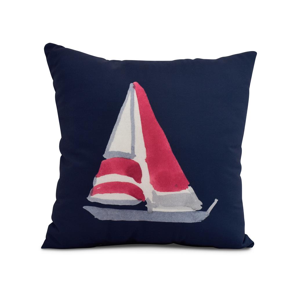 Sail Away 20 In Navy Decorative Nautical Throw Pillow Pg1229bl50