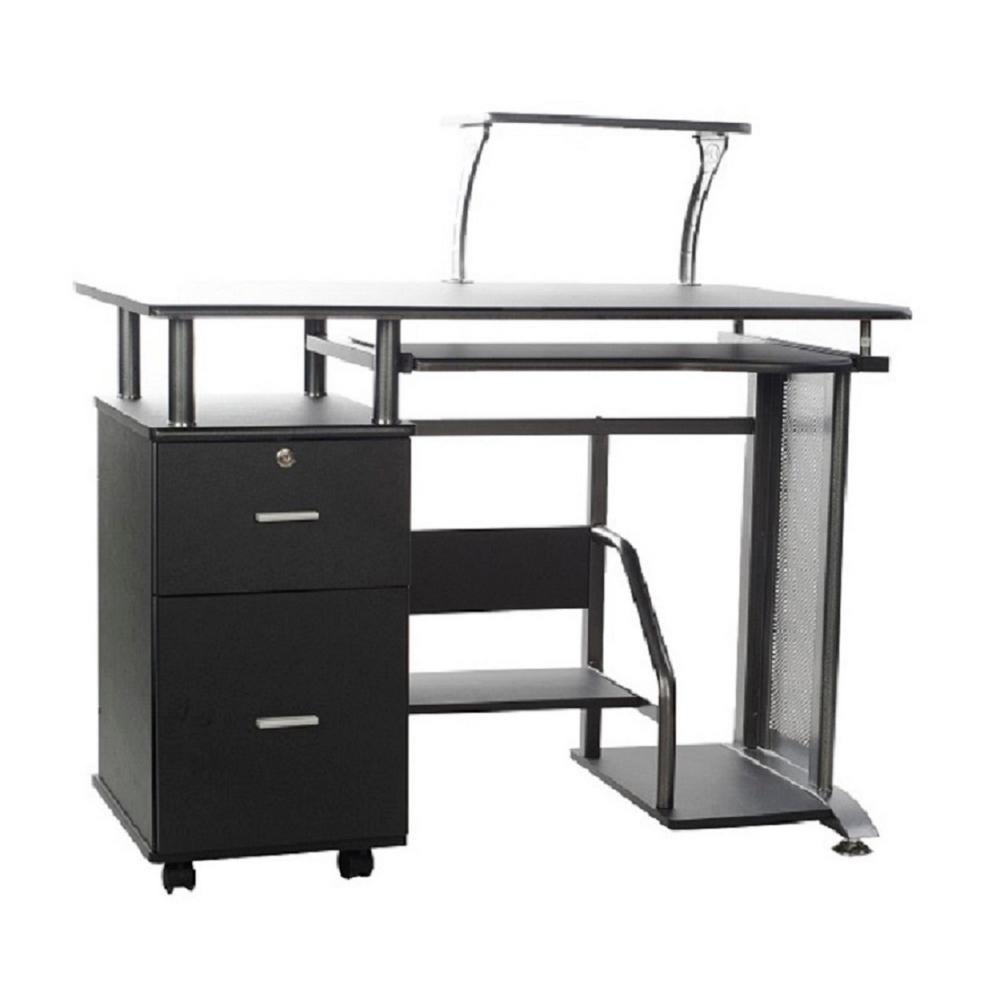 Onespace Rothmin Black Computer Desk With Storage Cabinet 50