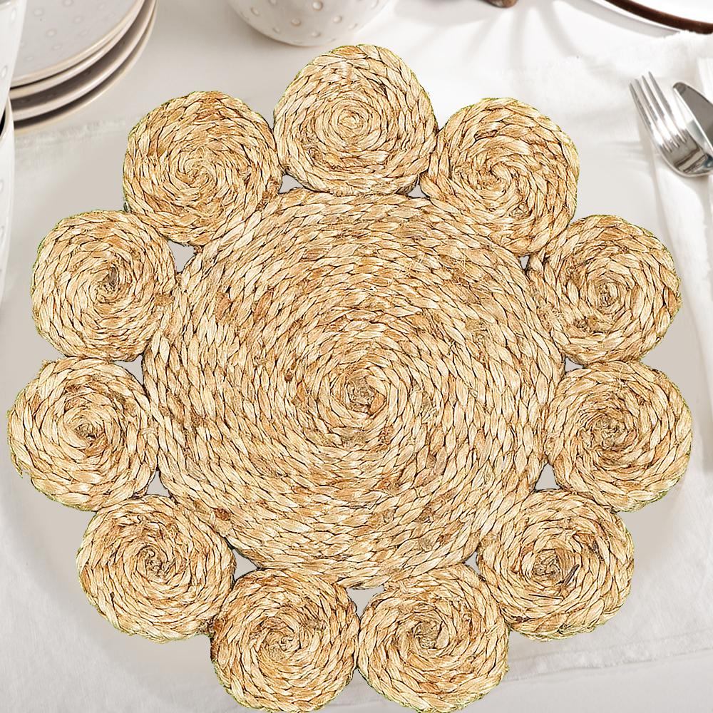 LR Resources 15 In Natural Jute LR32013 NAT15 Natural Placemat Set Of   Browns Tans Lr Resources Placemats Natur32013nat15rd 64 1000 