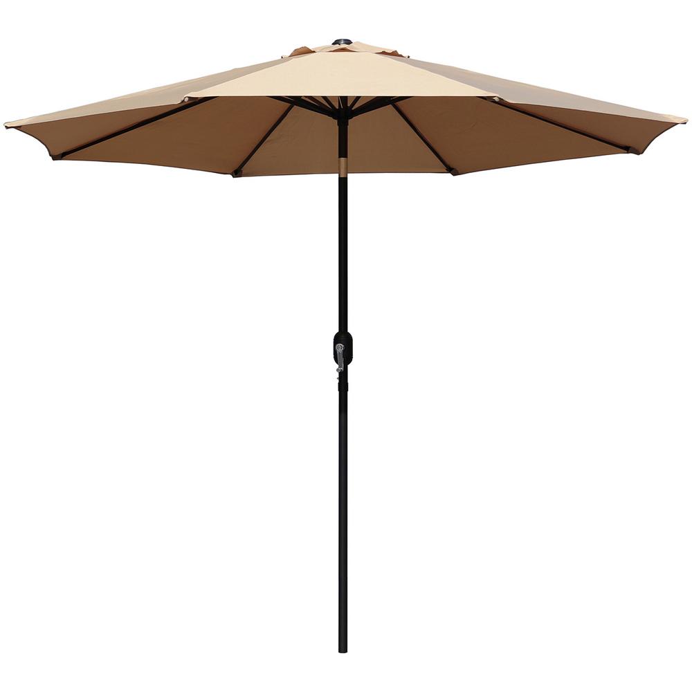 Maypex 9 ft. Steel Crank and Tilt Market Patio Umbrella in Tan-300002-T ...