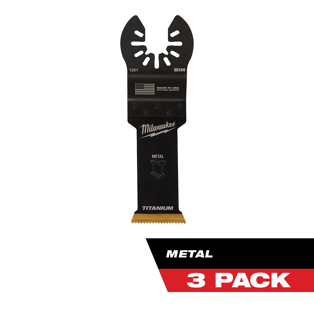 Milwaukee Tool OPEN-LOK 1-1/8" TITANIUM CHARGED Bi-Metal Thin Metal Multi-Tool Blades 3PK