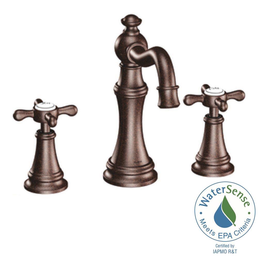 MOEN Weymouth 8 in. Widespread 2Handle HighArc Bathroom Faucet Trim Kit in Oil Rubbed Bronze