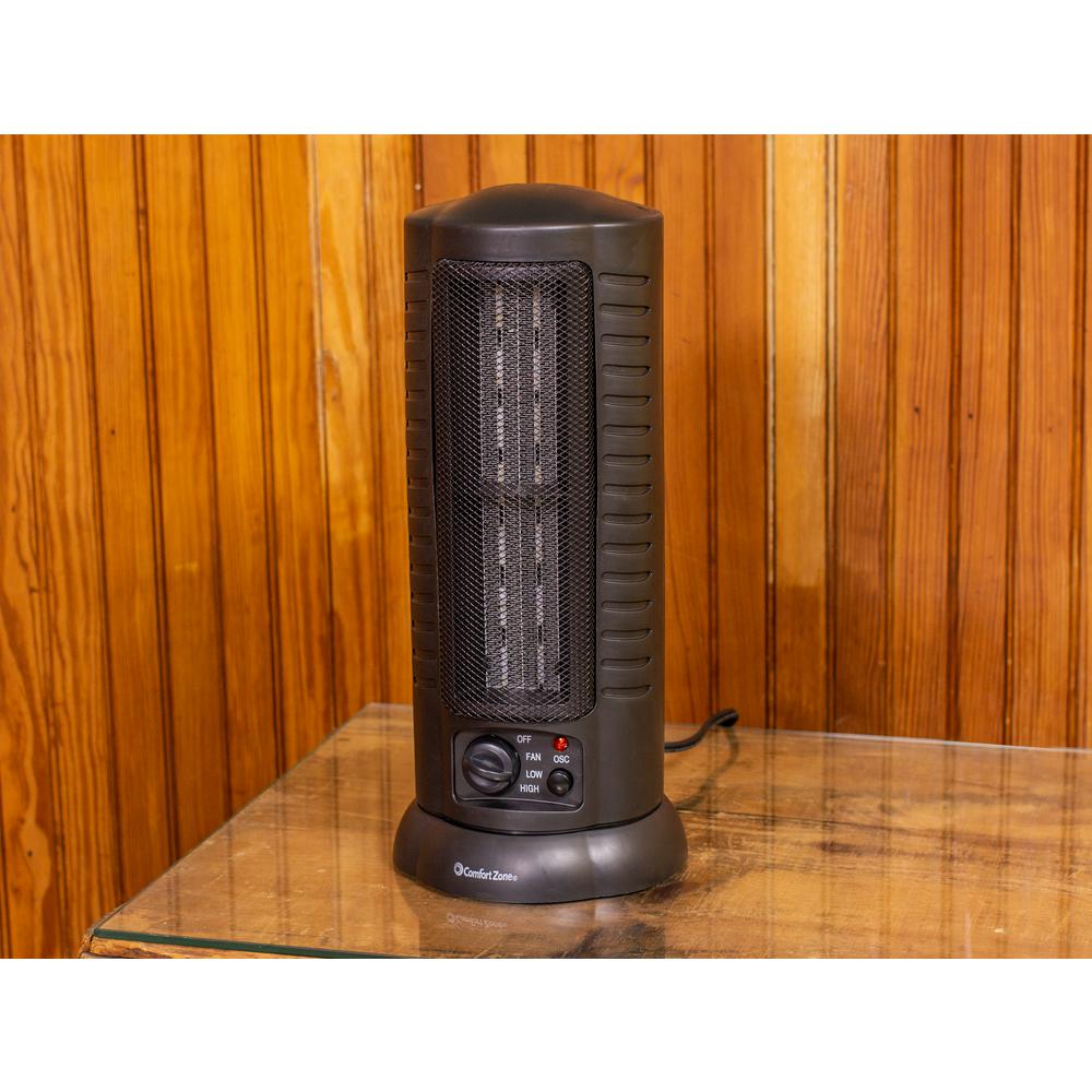 Comfort Zone 1 500 Watt Oscillating Ceramic Tower Heater With