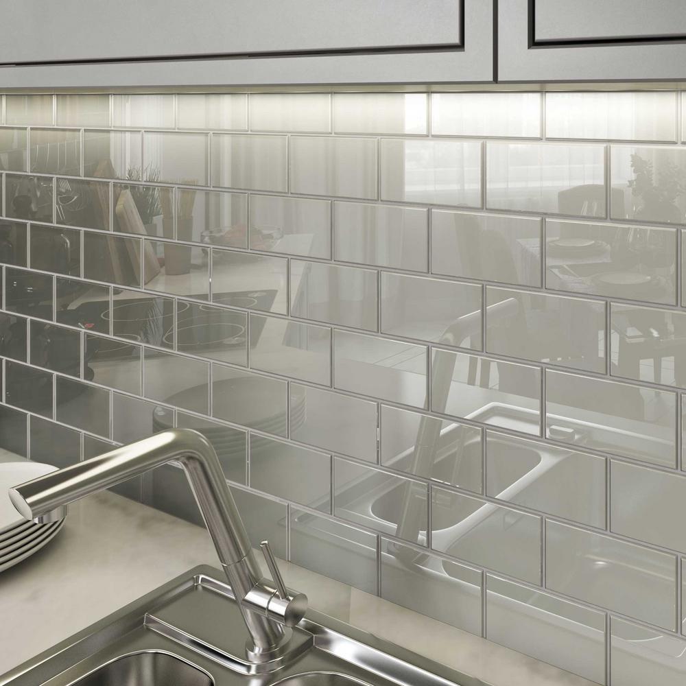 Reviews For Giorbello Light Gray 3 In X 6 In X 8 Mm Glass Subway Tile 5 Sq Ft Case G5937 The Home Depot