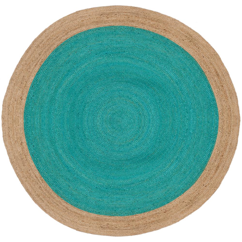 Safavieh Natural Fiber Teal/Beige 8 Ft. X 8 Ft. Round Area Rug-NF801E ...