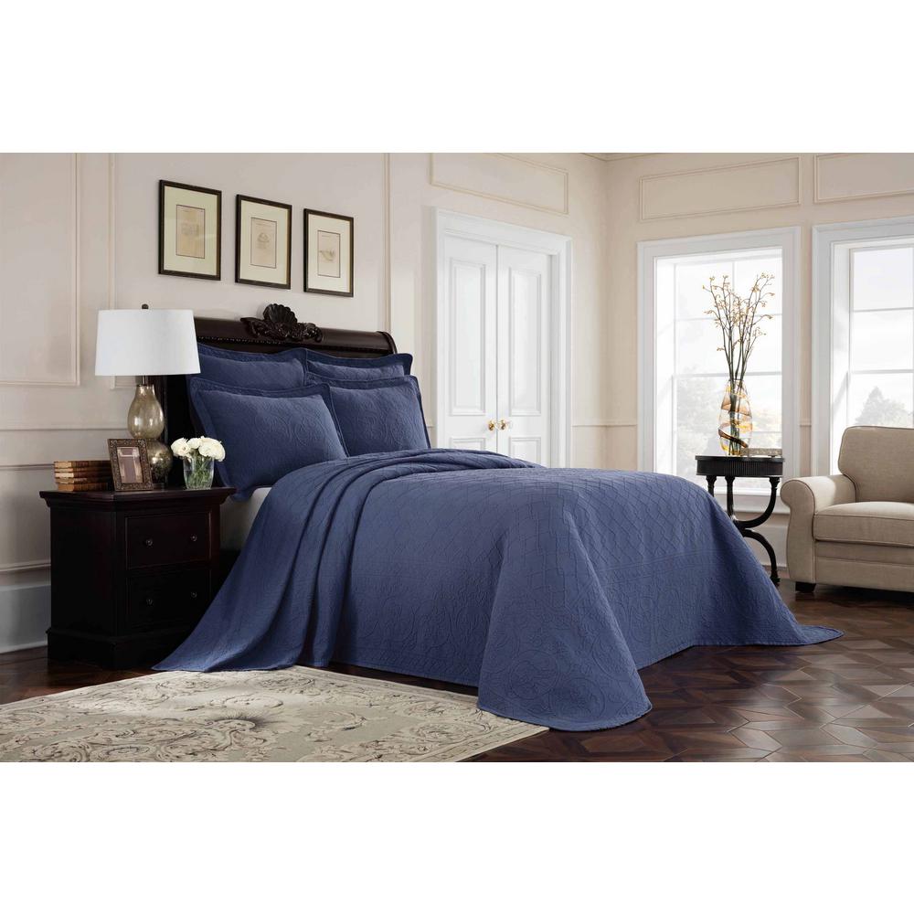 Royal Heritage Home Williamsburg Richmond Blue Solid King Coverlet