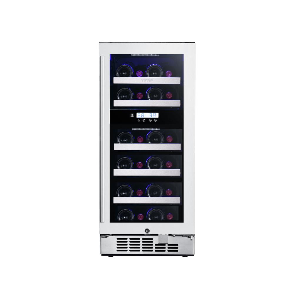 TITAN 23Bottle Seamless Stainless Steel Dual Zone BuiltIn Wine Cooler