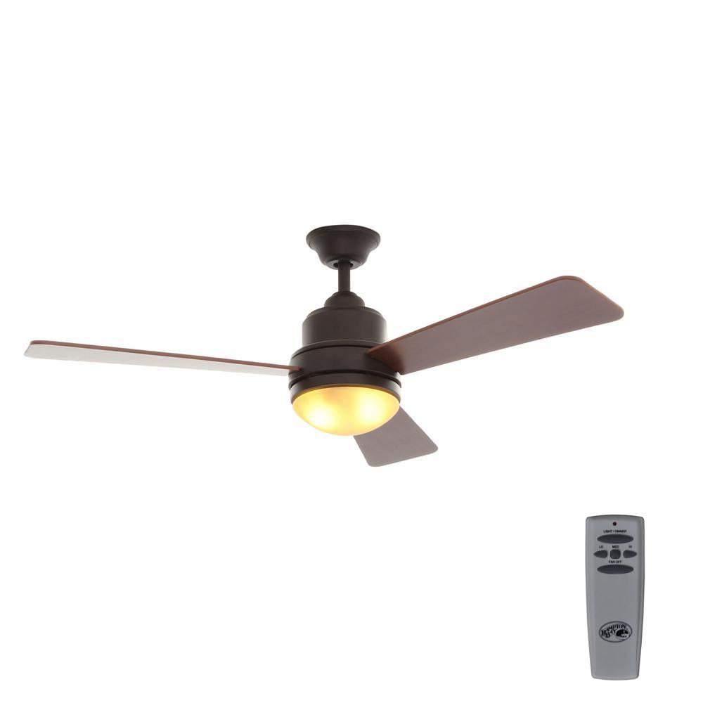 Hampton Bay Trieste 52 In Led Indoor Oil Rubbed Bronze Ceiling Fan Led Indoor Oil Rubbed Bronze Ceiling Fan With Light Kit