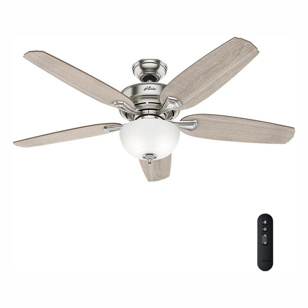 Hunter Channing 54 In Led Indoor Easy Install Brushed Nickel Ceiling Fan With Hunterexpress Feature Set