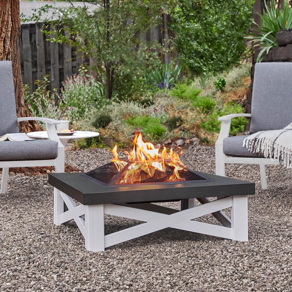 White Cast Iron Fire Pits Outdoor Heating The Home Depot