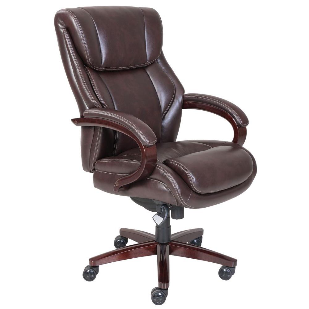 La Z Boy Bellamy Coffee Brown Bonded Leather Executive Office Chair 45783 The Home Depot