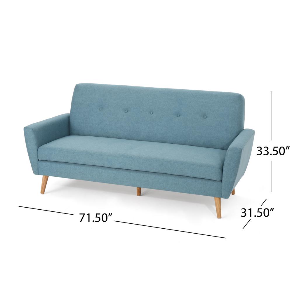 Noble House Gretchen Mid Century Modern 3 Seat Button Back Blue