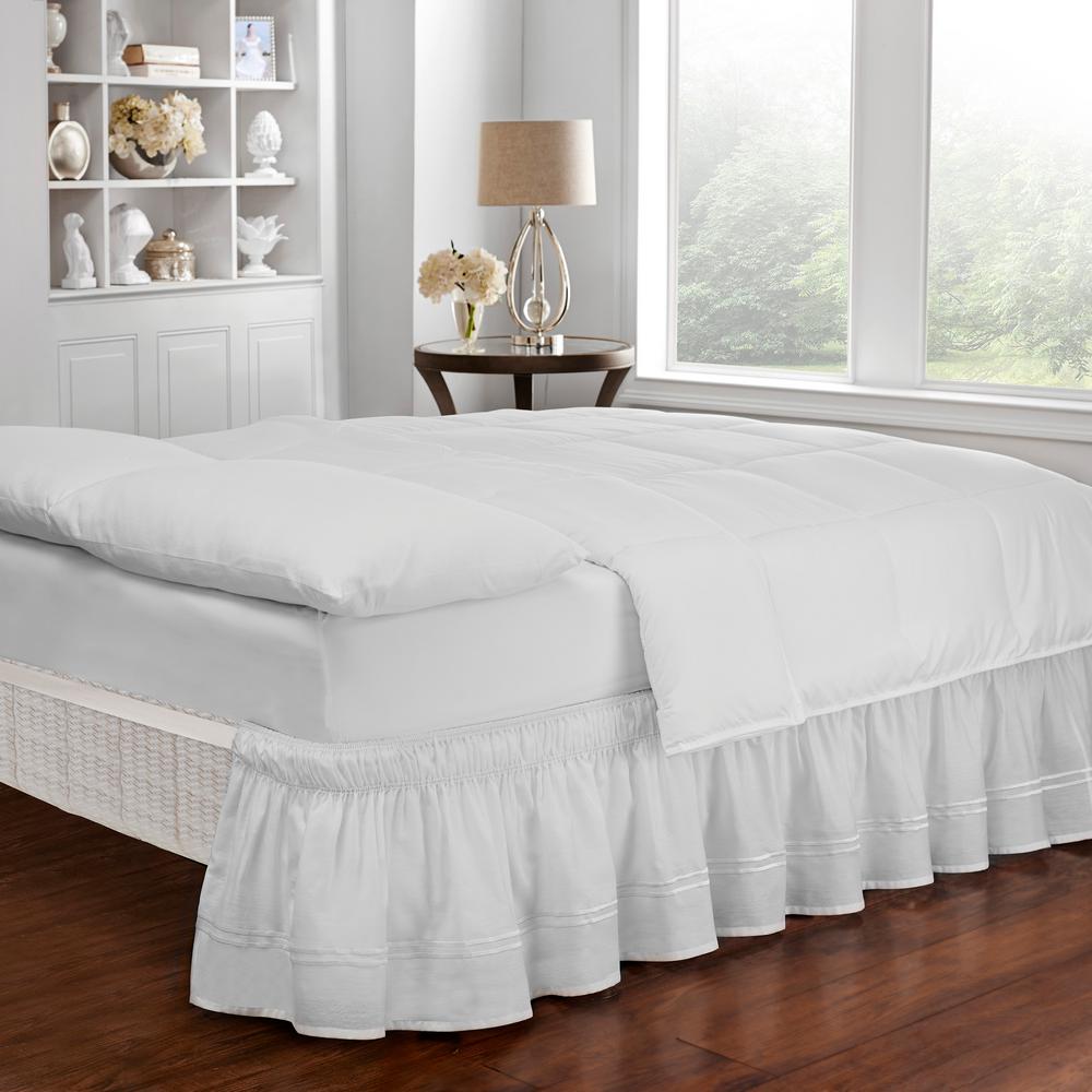 Easy Fit Baratta White Solid King Bed Skirt 16309beddqkgwhi The