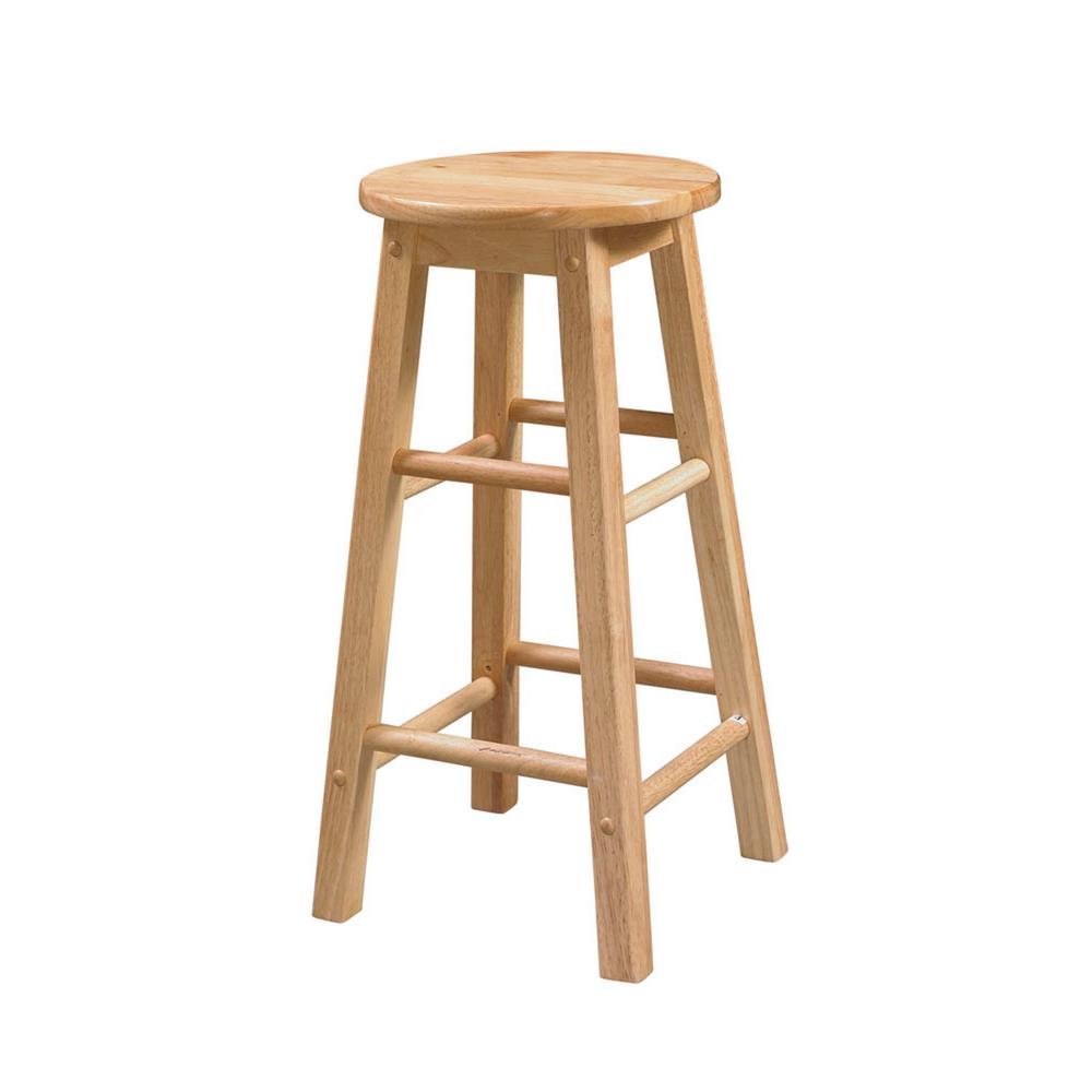 Linon Home Decor 24 In Round Wood Bar Stool 98100nat 01 Kd The Home Depot