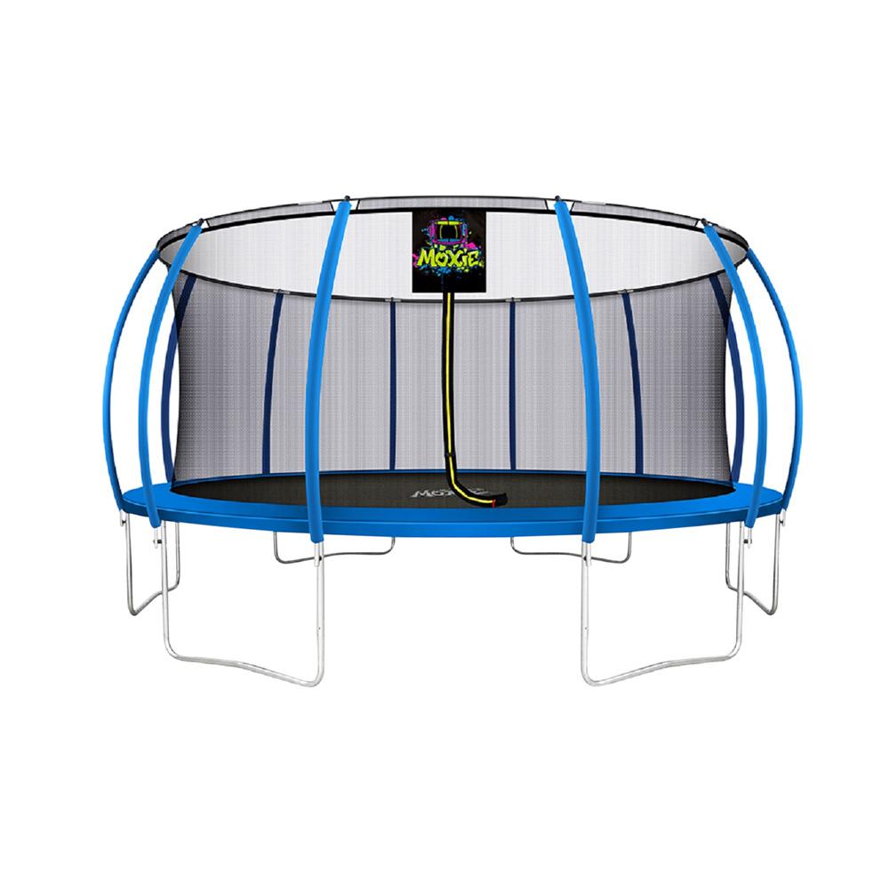 16 ft. Blue Pumpkin-Shaped Outdoor Trampoline Set with Premium Top-Ring ...