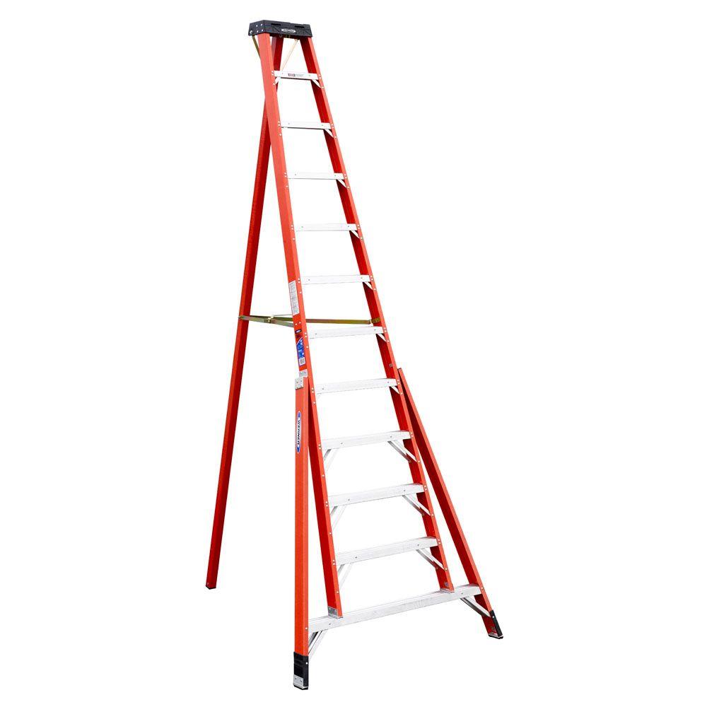 12 ft. Fiberglass Tripod Step Ladder (16 ft. Reach Height), 300 lbs ...