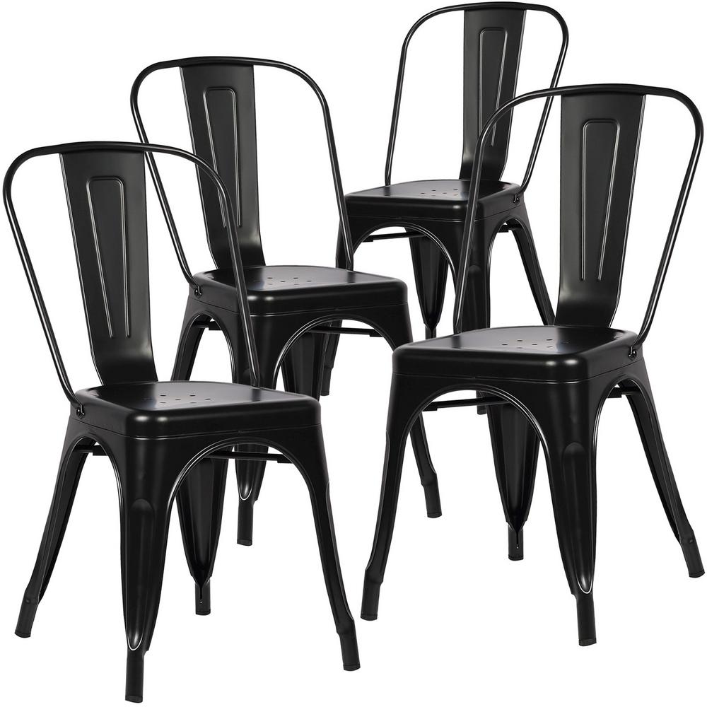 Metal Dining Chairs Set Industrial Design Trattoria Black Side Chair Metal Dining Chairs Set Industrial Design Trattoria Black Side Chair Of 4