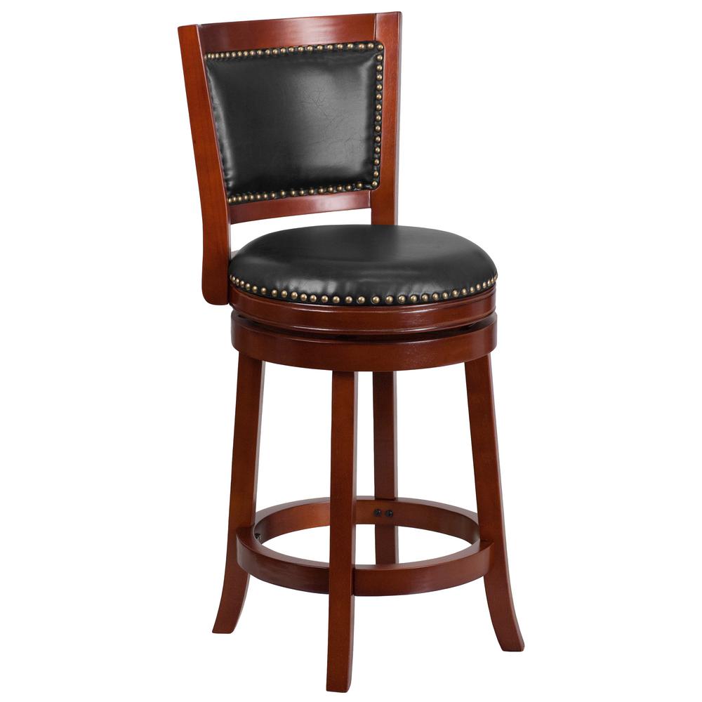 HomeSullivan Morris 24 in. Cherry Swivel Cushioned Bar Stool401140E