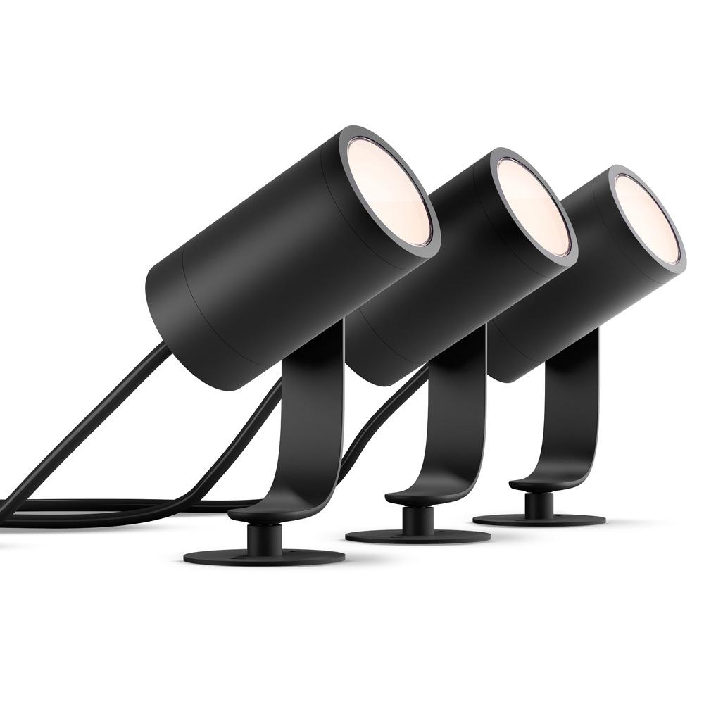 Philips Hue White And Color Ambiance Outdoor Led Lily Black Landscape Smart Lights 3 Pack