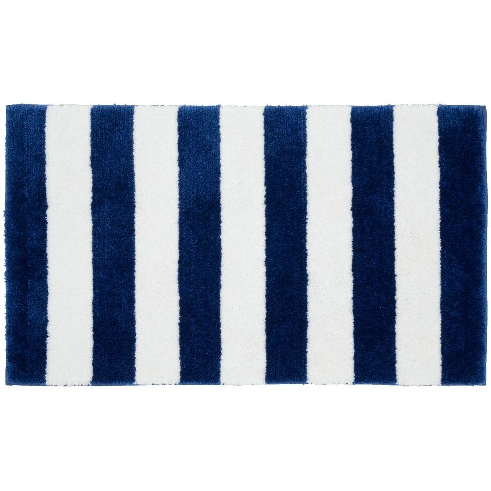 Garland Rug Beach Stripe Indigo Blue White 21 In X 34 Bath