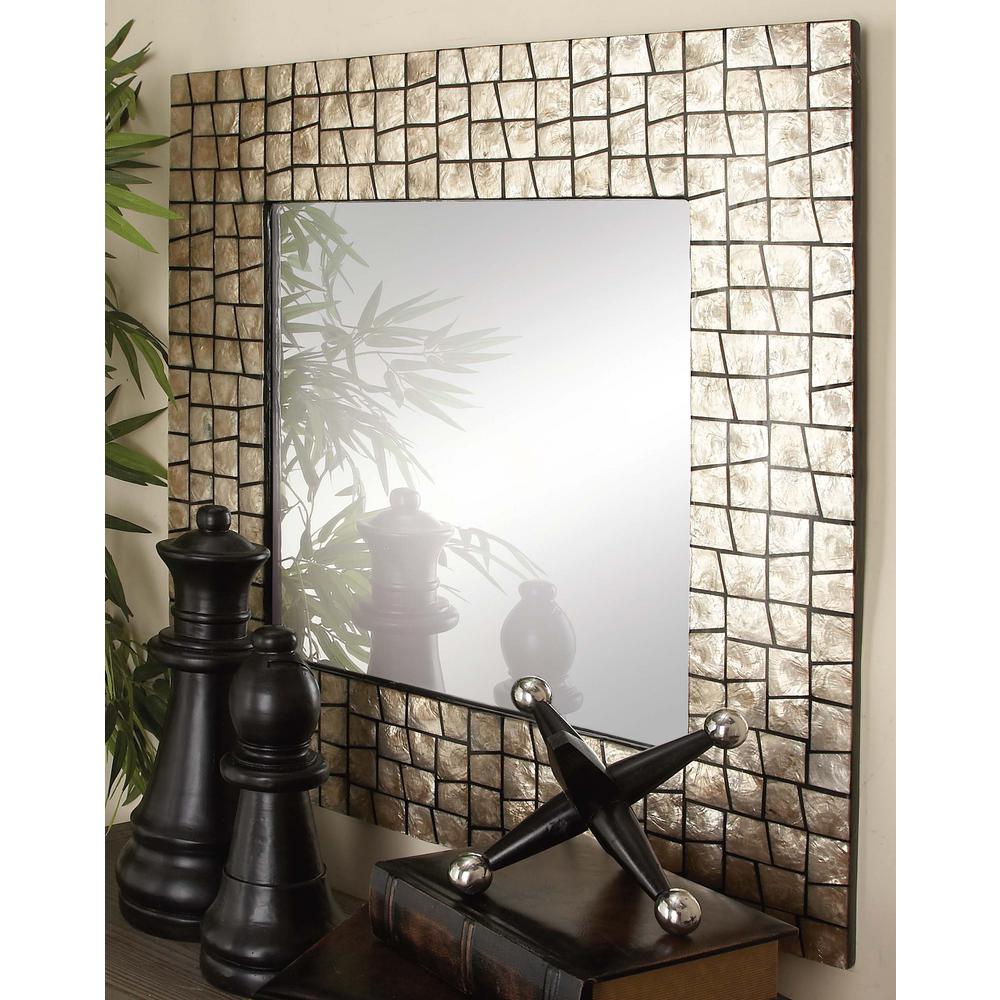 Litton Lane 32 In X Capiz Shell Mosaic Framed Wall Mirror Capiz Shell Mosaic Framed Wall Mirror