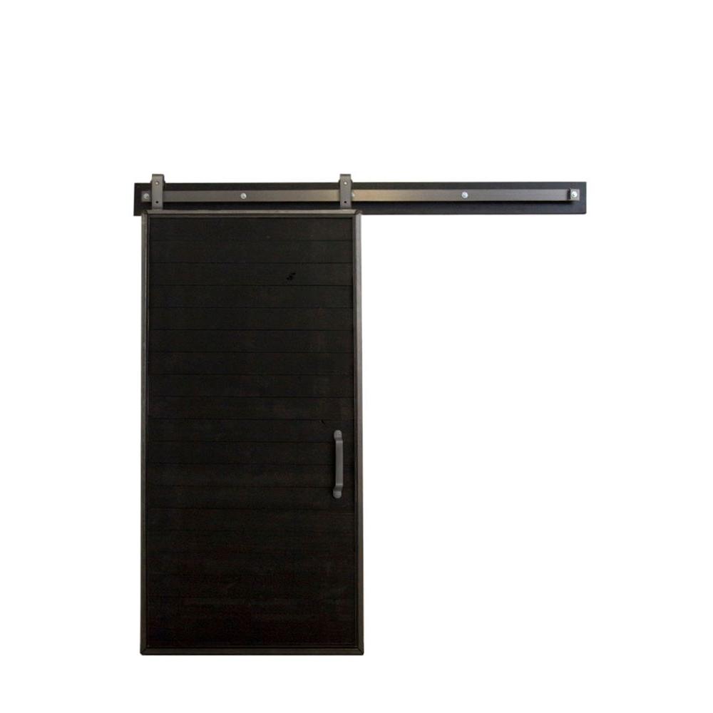 Rustica Hardware 36 in. x 84 in. Mountain Modern Matte Black Wood Barn