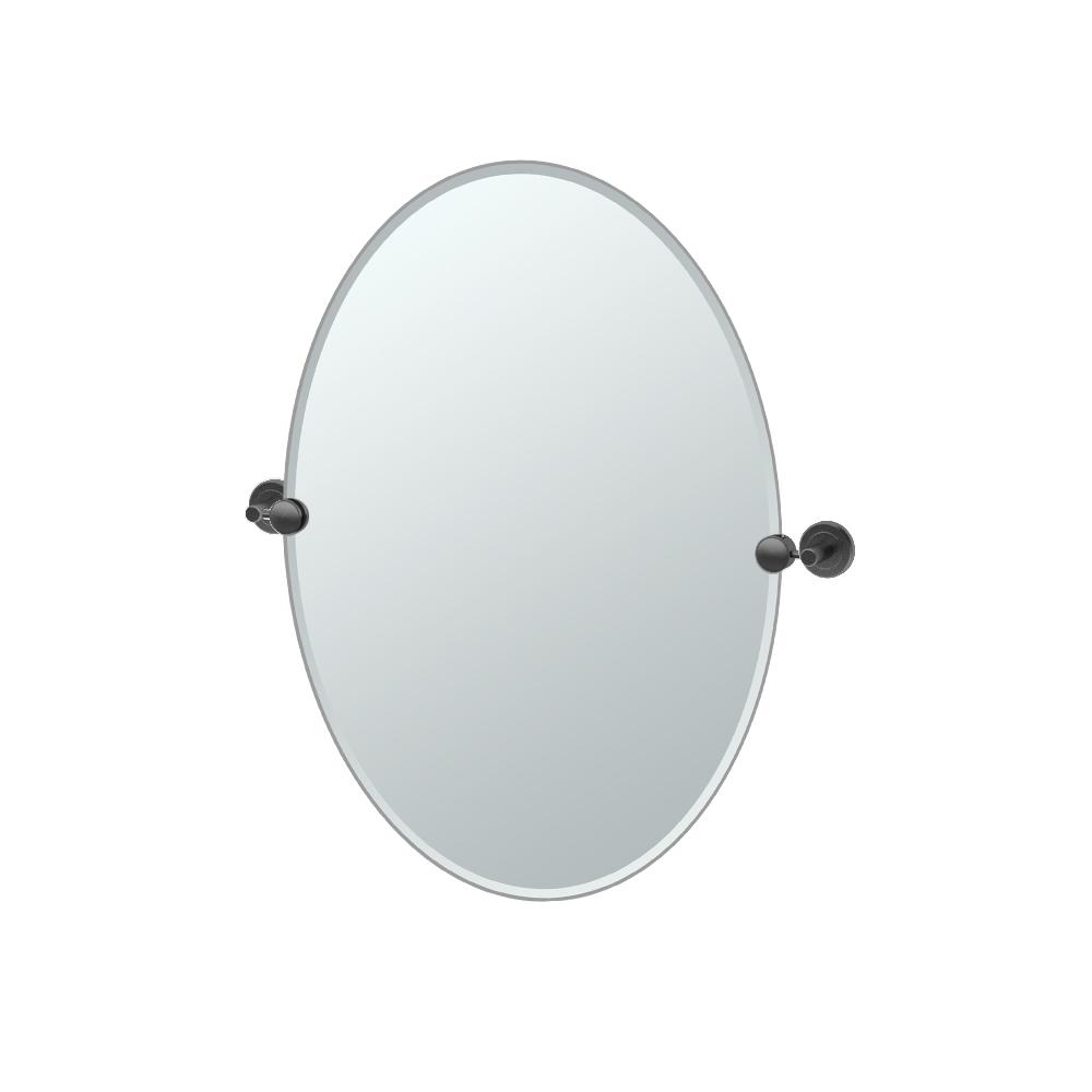 gatco latitude ii 24 in. x 27 in. single oval mirror in matte black