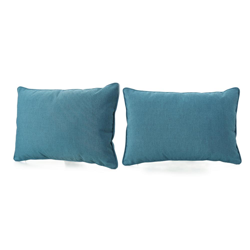 Noble House Amaris Teal Lumbar Outdoor Throw Pillow 2 Pack 14579 The Home Depot