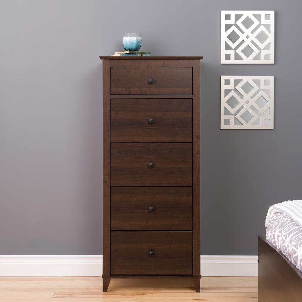Tall 5 Drawers Chest Wood Dresser Storage Bedroom Home Office