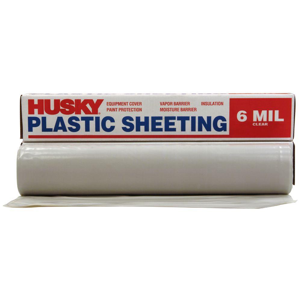 HUSKY 20 ft. x 50 ft. Clear 6 mil Plastic Sheeting-CF0620-50C - The ...