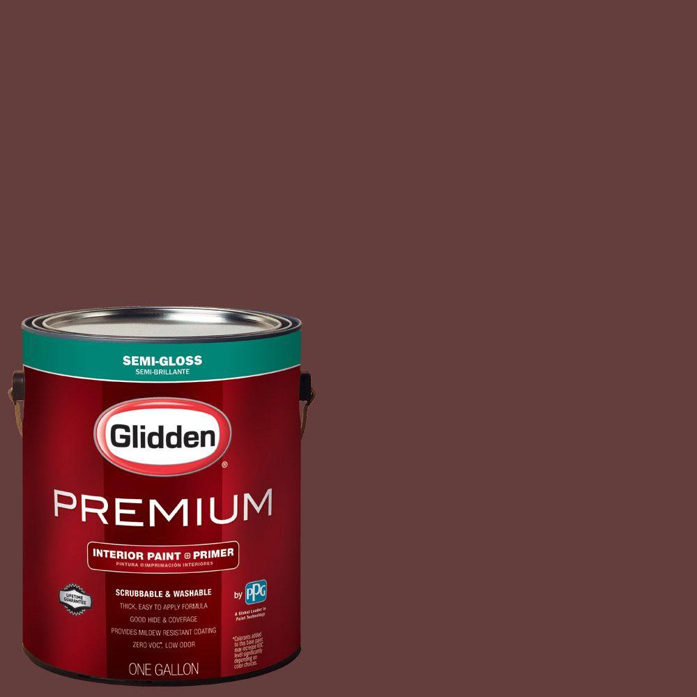 Glidden Premium 1 gal. HDGR52D Old Mahogany SemiGloss Interior Paint with PrimerHDGR52DP01SN