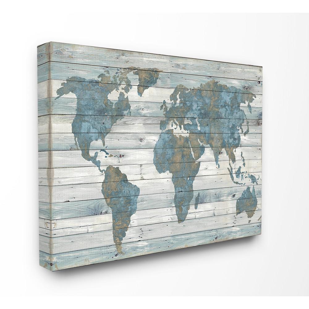 Stupell Industries 24 In X 30 In Slate Blue And Tan Rustic Weathered World Map By Artist Jamie Macdowell Canvas Wall Art Mwp 487 Cn 24x30 The Home Depot