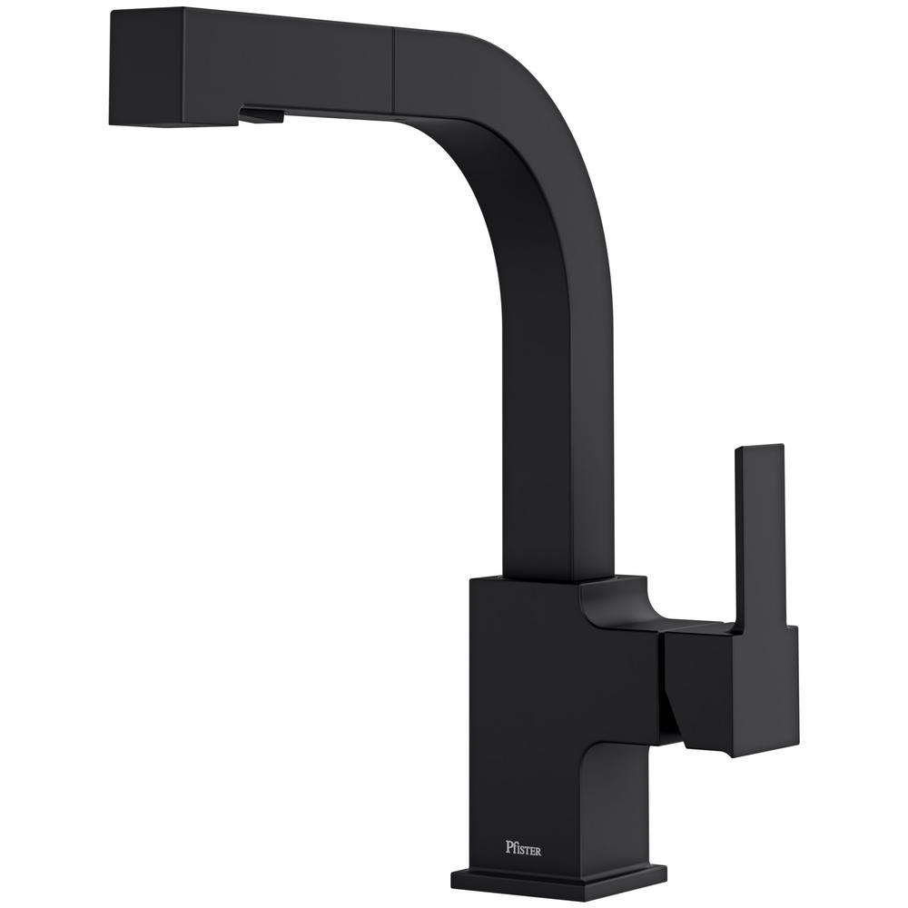 Pfister Arkitek Single Handle Pull Out Sprayer Kitchen Faucet In Matte Black