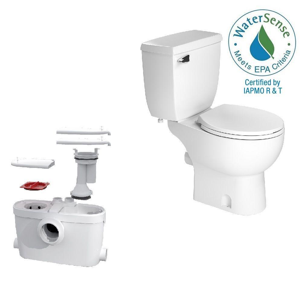 Saniflo Saniaccess3 2 Piece 1 280 Gpf Single Flush Round Toilet With Saniflo Saniaccess3 2 Piece 1 280 Gpf Single Flush Round Toilet With 5 Hp Macerating
