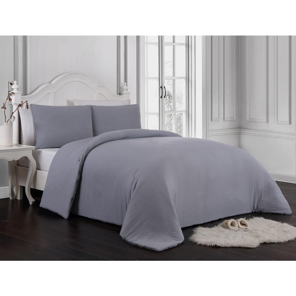 Geneva Home Fashion Gweneth 3 Piece Grey Queen Comforter Set