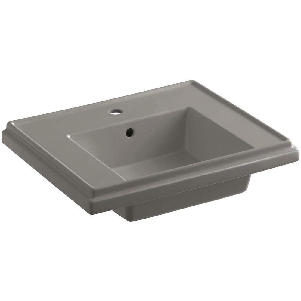 KOHLER Tresham 7.3125 in. Fireclay Pedestal Sink Basin in Cashmere with