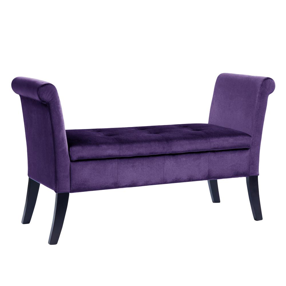 CorLiving Antonio Purple Velvet Storage Bench With