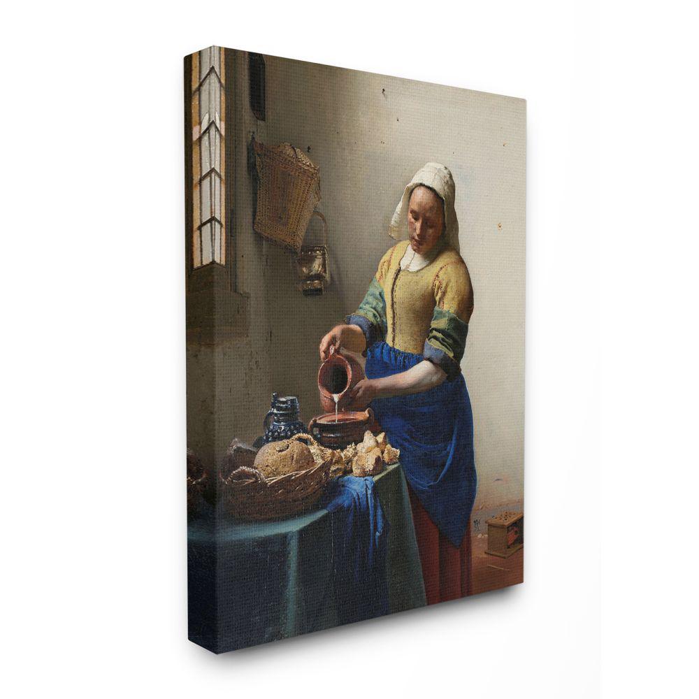 The Stupell Home Decor Collection 30 In X 40 In Vermeer The Milkmaid Classical Painting By Johannes Vermeer Canvas Wall Art Ffa 110 Cn 30x40 The Home Depot