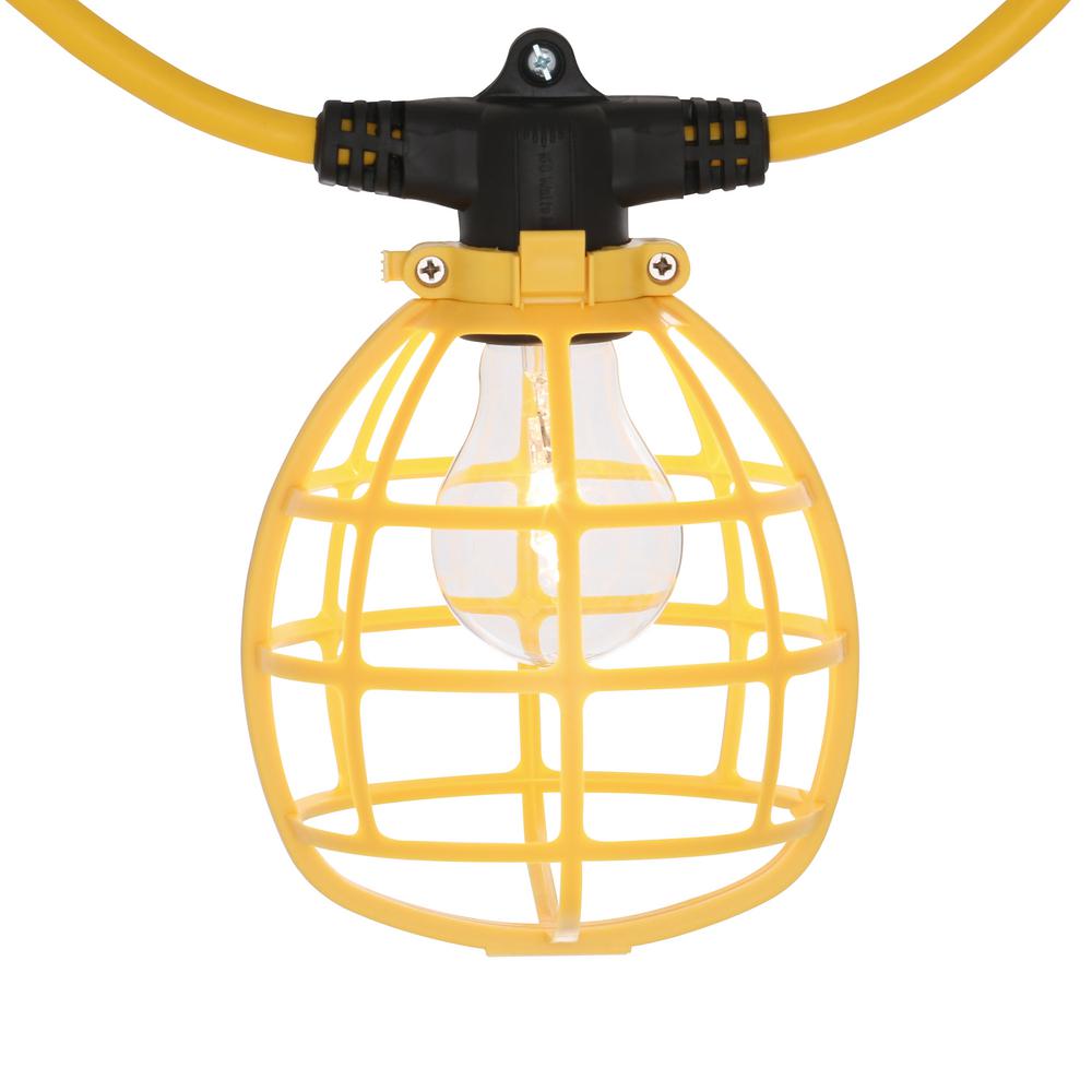 50 Ft. Cord 5Bulb String Caged Work Lights Jobsite Lamp Cage Light