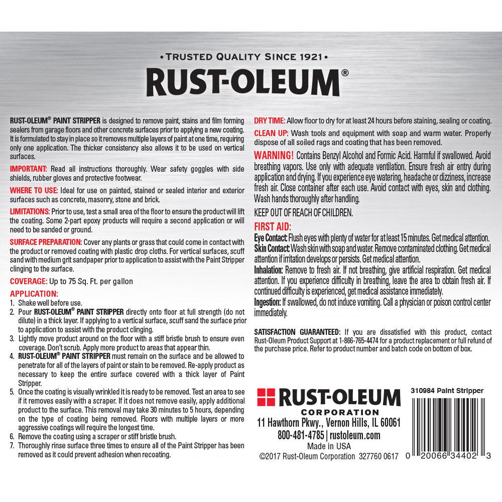 Rust Oleum 1 Gal Paint Stripper For Concrete 310984 The Home Depot