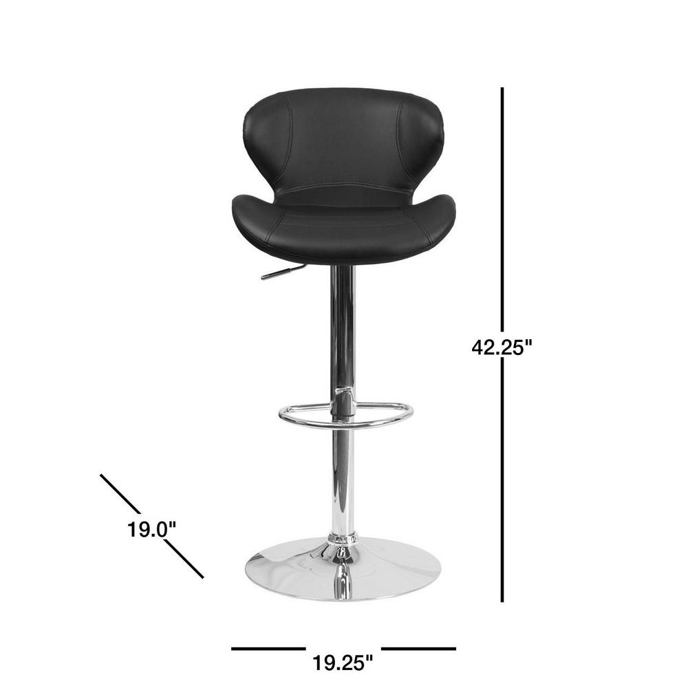 Flash Furniture Adjustable Height Black Cushioned Bar Stool-CH321BK ...