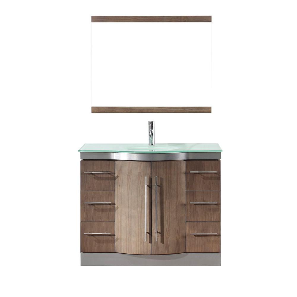 Studio Bathe Dinara 42 in. Vanity in Smoked Ash with Glass Vanity Top ...