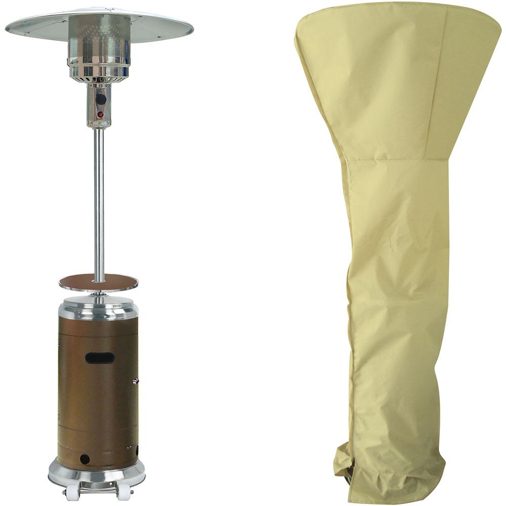 Hanover 7 Ft 41 000 Btu Bronze And Stainless Steel Umbrella Propane 7 Ft 41 000 Btu Bronze And Stainless Steel Umbrella Propane Patio Heater With Weather Protective Cover