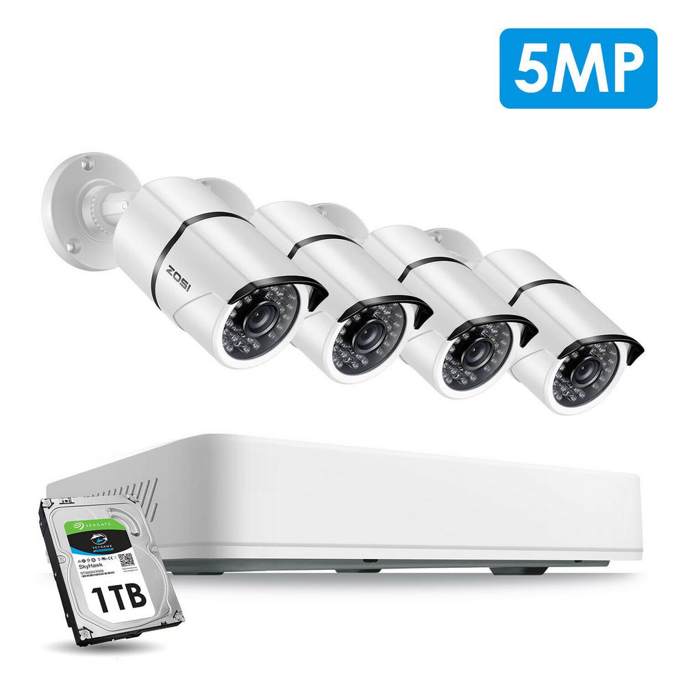 ZOSI 4-Channel 5MP 1TB Hard Drive DVR Security Camera ...