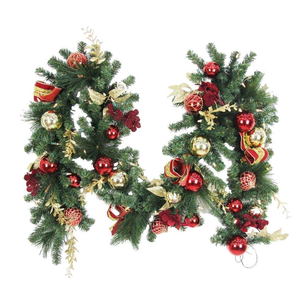 9 ft. Battery Operated Plaza Artificial Garland with 50 Clear LED ...