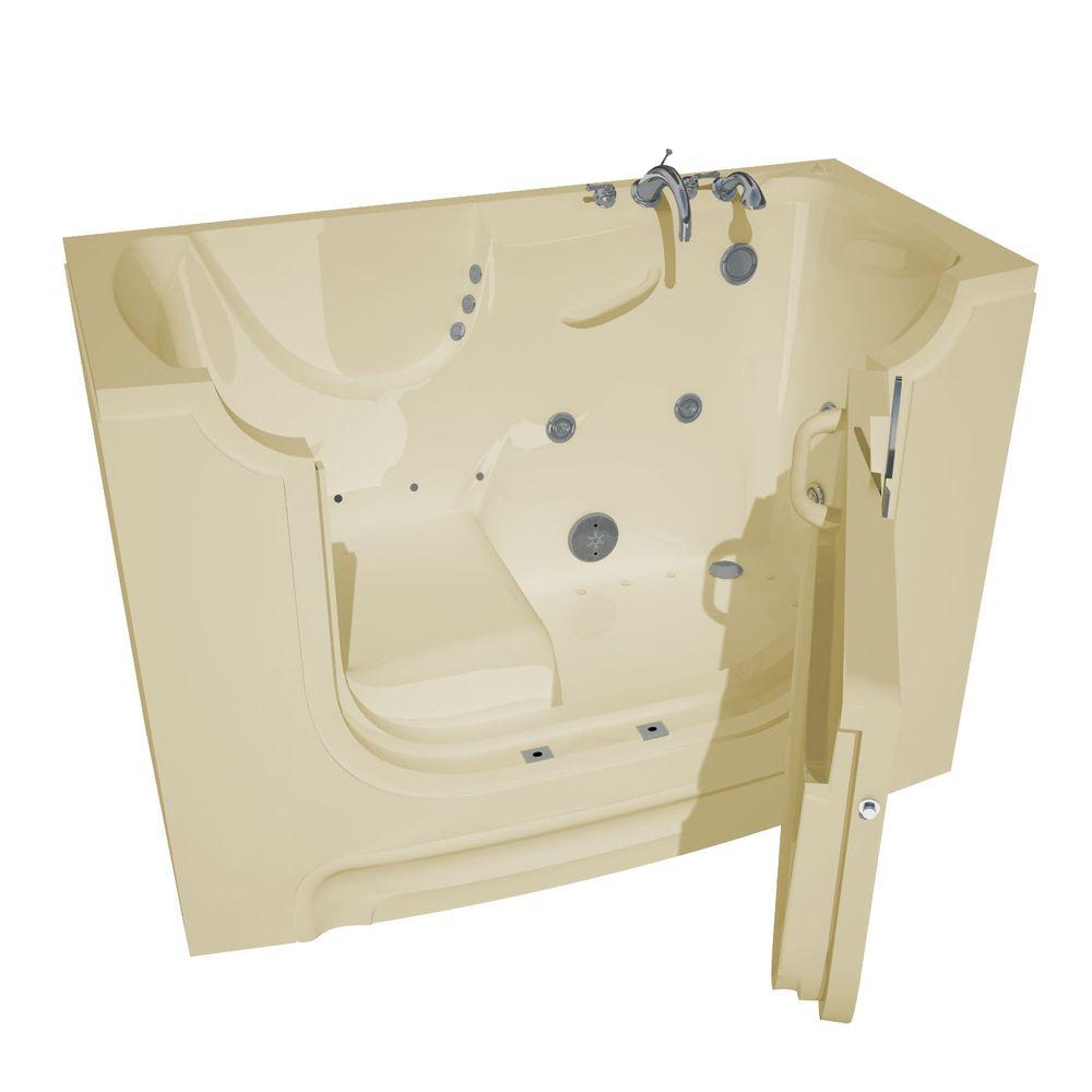 Universal Tubs HD Series 60 in. Right Drain Wheelchair Access Walk-In Whirlpool and Air Bath Tub with Powered Fast Drain in Biscuit For Sale